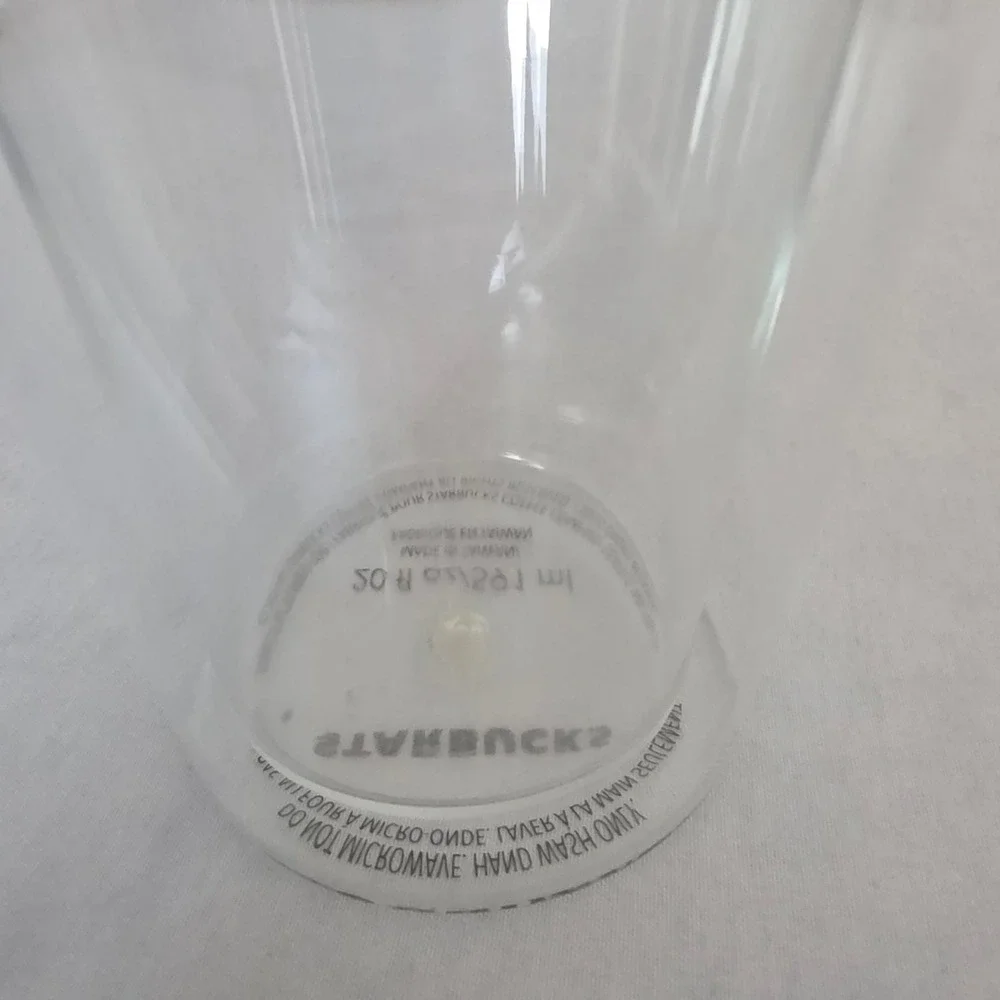 Starbucks 20oz Double Wall Glass Cold Cup Tumbler Clear Green Siren Logo RARE